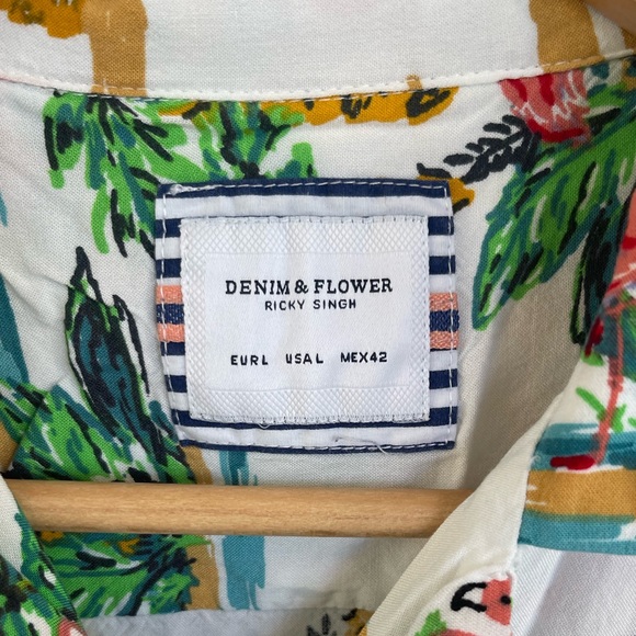 Denim and flower Hawaiian shirt - Picture 2 of 3